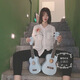 Love Star Baby Blue Fresh Fresh Ulaulele Ulaulele 23 -дюймовый 23 -дюймовый гавайский четырехугольник для начинающих маленький гитара Baby Blue + Pick + Подготовка к струне + Учебник 21 дюйм