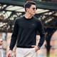Mr. Cloth round neck long sleeve hair T solid color simple skin-friendly and comfortable cardigan men's 2025 spring and autumn new product BT11978 Piano Black 2XL (185)