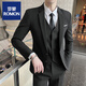 ROMON suit men's business casual slim suit professional formal small suit men's wedding dress jacket men's 522 black single button (suit + trousers) XL 175 110-125Jin Jin equals 0.5 kg