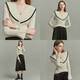 Demana French style winter V-neck velvet yarn ruffles contrasting color cardigan fungus edge knitted sweater women's top