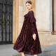 Tao Yanshuo Temperament Velvet Dress New Women's Spring and Autumn Celebrity Evening Dress French Retro Lace Mid-Long Skirt Middle-aged Loose Brand Women's Clothing Dark Red XXL One Size Larger