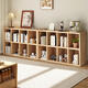 Small craftsman bookshelf solid wood floor-standing one-piece grid cabinet living room home simple storage rack log color 8-grid cabinet
