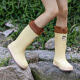 Nine-inch sunny thick-soled high-tube rain boots outdoor camping rain boots wading and wading the river, fishing and rushing the sea, waterproof and anti-slip water shoes, white buckle rain boots 38
