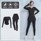 Vansydical Yoga Wear Women's New Pilates Training Wear Spring Running High-Elastic Sports Suit Fitness Wear Black Two-piece Set TC53077 L (Recommended for women: 105-120 Jin Jin equals 0.5 kg)