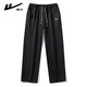 Pull back casual pants men's winter velvet straight wide-leg pants men's warm sweatpants men's sports pants men's pants black XL