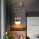Muduo Bedside Chandelier Modern Simple Light Luxury 2025 New Nordic Design Creative Personalized Moon Bedroom Chandelier Crescent Gold 20CM2m Crane Line LED Three-color Dimming
