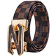 
KRCK2024 new Valentine's Day Men's Leather Belt Casual Belt Youth Valentine's Day Suit Trousers Belt Gray Plaid Silver Buckle L 120cm