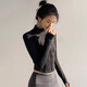 栢启歆瑜伽服女套装健身服跑步运动套装女普拉提训练外套收腰提臀瑜伽裤 瑜伽服套装 黑色外套+灰色长裤 L