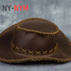 NY-NYM西部风手工纯部风牛仔帽疯马皮户外哈雷礼帽真皮男士遮阳骑士帽子 复古棕