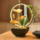 Feng shui rotating water ornaments to generate wealth, circulating water, creative lotus pond, moonlight, living room, office, study opening gift, latest upgrade #014 lamp circle style