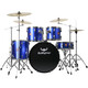 Taule de taureau de tambour (taureau) adulte débutant pour enfants débutant de grade de jazz drum de grade de jazz instrument bleu 5 cymbales 4 cymbales (visage de tambour à la peau d'huile améliorée)