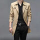 
ZMEX mid-length windbreaker men's clothing spring new single-breasted large-size jacket business casual coat thin men's jacket suit collar thin jacket black 175/92A_Suggestion 115-125Jin[Jin equals 0.5 kg]