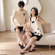 Lemianxin couple pyjamas pour femmes en été coton pur coton femmes vêtements à la maison suspense coton décontracté hommes pyjamas d'été costume dd9902 m femmes + hommes l