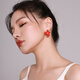Qlady flower red earrings female temperament high-end niche unique earrings for women 2025 new light luxury silver needle earrings for women