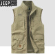Jeep Spirit Jeep Jeep Al aire libre Jeep Fishing Vest Spring y Autumn Spring y Autumn New MultiPocket Fotography Casual Loose All-Match Jacket Military Green 677a Fleece Style 4xl recomendado 180-195Jin [Jin equivale a 0.5 kg]