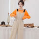 
Langwei Feray autumn pants overalls for female students Korean style loose high waist nine-point straight wide-leg work clothes casual pants winter 829 single piece black overalls L