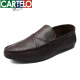 Kadile Crocodile 2024 Nuevos zapatos de gorro para cuero suave para hombres zapatos de cuero casual de cuero para hombres de estilo coreano Zapatos de moda jóvenes Yl-D826 Brown 39