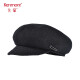 Carmon British retro new pure wool beret women's autumn and winter solid color newsboy hat woolen octagonal hat 9323 black adjustable (57.5cm)