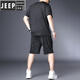 JEEP SPIRIT肥佬冰丝速干T恤男胖子加肥加大码男装夏季休闲运动短袖短裤套装 黑色9922套装 收藏加购优先发货 7XL 250-275斤