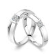 AVHE white 18K gold platinum pair of rings for men and women, real diamond rings, business brushed tight grip, cultured diamond ring, wedding gift, women's ring, white 18K gold tight grip - 10 points of diamonds in total, ring size optional