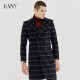 HANY Coat Men's Plaid Slim Medium Long Wool Coat Woolen Coat Trendy Spring Windbreaker Honor Plaid [A Slim Version] 50