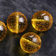 Caihe raw mineral beeswax gold amber carved heart sutra round beads top beads Buddha beads accessories jewelry diameter 9-10mm single