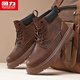 Huili men's shoes, men's Martin boots, autumn and winter leather, British style high-top casual shoes, men's style brown/black 44