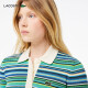 LACOSTE French Crocodile Women's 24-year summer new short-sleeved contrasting striped fashionable knitted POLO shirt AF7027 iri/green striped color block 34 /155