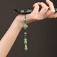 Lanyard de teléfono móvil de trébol de cuatro hojas de estilo antiguo y moderno, colgante USB de pescado Cloisonné, colgante de llavero de automóviles, decoración de billetera de monedas para mujeres