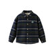 DAVE&BELLA boys' shirts for older children, new winter tops, velvet children's plaid shirts, children's clothes, older children's tops, navy plaid, in stock, 150 cm (recommended height 140-150cm)