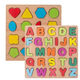 Lettres numériques Panneau de planche à capture à la main Puzzle d'éducation précoce en bois 2 à 6 ans Puzzle Puzzle Toys Baby Digital Puzzle Log [Letters + Graphics]