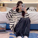 
Xuanfanduo pajamas for women in winter, coral velvet thickened plush long sleeve cute loose flannel home clothing set for outside 679# M 75-100Jin [Jin equals 0.5 kg]