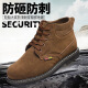 Suede leather shoes, labor protection shoes, tire soles, welder anti-scalding, thickened men's steel toe caps, anti-smash, puncture-proof, waterproof, wear-resistant, high-temperature resistant, turner brown LB--028-40 size