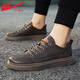 Pull back men's sneakers 2025 autumn and winter new men's leather lightweight fashionable versatile casual shoes brown 40