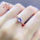 Luxurious, fashionable and sweet S925 sterling silver inlaid with sparkling natural tanzanite fine diamond open ring for women, versatile tanzanite ring with adjustable opening
