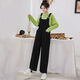
Langwei Feray autumn pants overalls for female students Korean style loose high waist nine-point straight wide-leg work clothes casual pants winter 829 single piece black overalls L