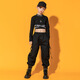 Tan Beiman Girl Dark Jazz Tanz Trendy Cool Performance Model Academy Body Training Girl Fashion Show Set 682 Black Long Sleeve + 2088 Schwarze Hose 140 cm