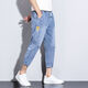 Rvjp pantalon décontracté pantalon recadré l'été 2024 Nouveau jean Mid-Waist High Street Street Elastic Vibe Style Handsome Casual Grey F501-1349 M 90-110JIN [Jin est égal à 0,5 kg]