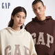 GAP men's and women's carbon soft-rubbed fleece plaid logo hooded sweatshirt top 609221 brown 170/92A (M) Asian size