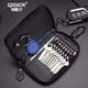 QIGER sheepskin woven car key bag for men and women real sheepskin car key cover large capacity zipper key bag key chain black and gray buckle small