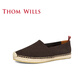 
THOM WILLS men's fisherman shoes new summer fabric men's shoes comfortable and casual one-legged footwear shoes brown A1291 40 /7 size (a size larger)