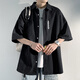 OEMG Kurzärärmelte Hemd Herren Sommer Lose Hong Kong Style INS High-End-Ice Seidenjacke für Männer mit großer Größe Teenager White XL [Empfohlen 135-150jin [Jin ist gleich 0,5 kg]]