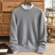 Ordos pink cashmere sweater men's round neck thickened men's youth solid color pullover pure cashmere sweater produced in Ordos city - white gray M 170