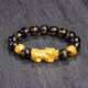 Bracelet en glucides Gold Pixiu 3D Gol dur 999 Pixiu Bracelet Black Agate Transport Bel Bracelet Men and Women Version Medium 1 / Pixiu + 2 / Gold Bead 5.49g