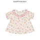 Happyology British children and girls short-sleeved floral shirt pure cotton bottoming baby girl loose shirt top colorful Newnham 98 (98cm)