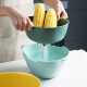 Durable vegetable sink double-layer plastic drain basket living room household fruit plate kitchen oval vegetable basket drain basin drain basket blue + yellow