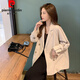 Pierre Cardin blazer women's loose 2025 spring and autumn new Korean style design contrasting topstitch casual suit top apricot XL