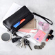 Pitian clutch soft leather four zipper double-layer wallet bag women's fashion trendy large-capacity change key mobile phone black