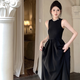 Ono seven days black sleeveless French little scent style dress for women in summer retro temperament Hepburn pure temperament high-end long skirt French retro dress L