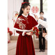 Lanka Roni winter toast dress bride thick 2025 new Chinese style cheongsam burgundy wedding dress women's high-end long-sleeved burgundy GS764 shawl long L (recommended 106-115 Jin Jin equals 0.5 kg)